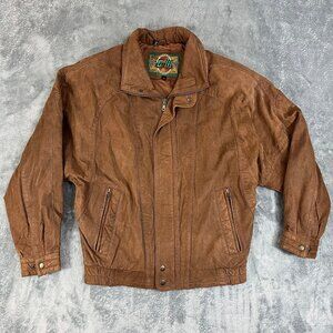 Vintage Global Identity G-III Men's Size L Brown Leather Bomber Jacket